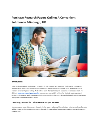 Purchase Research Papers Online_ A Convenient Solution in Edinburgh, UK