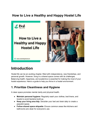 How to Live a Healthy and Happy Hostel Life