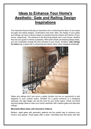 Ideas to Enhance Your Homes Aesthetic Gate and Railing Design Inspirations
