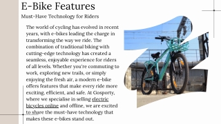 E-Bike Features: Must-Have Technology for Riders