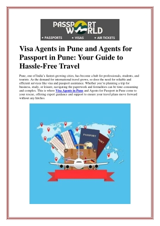 Visa Agents in Pune and Agents for Passport in Pune: Your Guide to Hassle-Free T