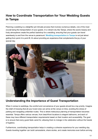 How to Coordinate Transportation for Your Wedding Guests in Tampa