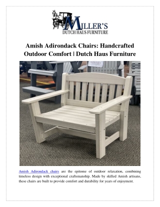 Amish Adirondack Chairs Handcrafted Outdoor Comfort  Dutch Haus Furniture