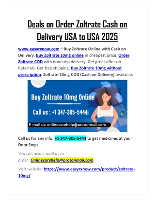 Deals on Order Zoltrate Cash on Delivery USA to USA 2025