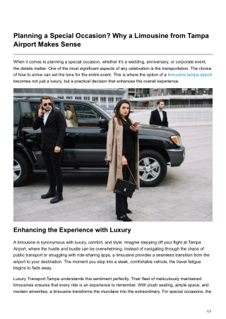 Planning a Special Occasion Why a Limousine from Tampa Airport Makes Sense