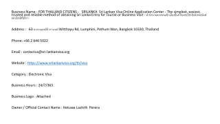 FOR THAILAND CITIZENS -   SRILANKA  Sri Lankan Visa Online Application Center -