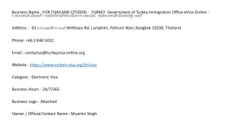 FOR THAILAND CITIZENS -  TURKEY  Government of Turkey Immigration Office eVisa