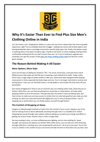 Why It’s Easier Than Ever to Find Plus Size Men’s Clothing Online in India