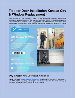 Tips for Door Installation Kansas City & Window Replacement