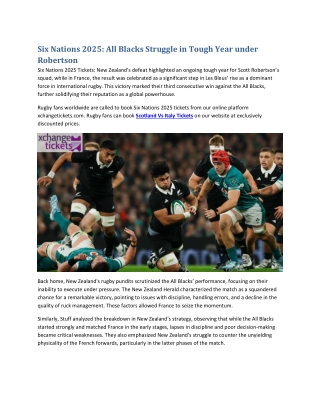 Six Nations 2026 All Blacks Struggle in Tough Year Under Robertson