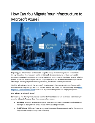 How Can You Migrate Your Infrastructure to Microsoft Azure?