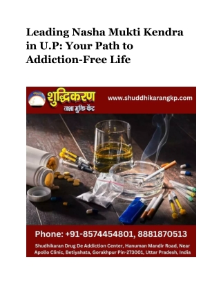 Leading Nasha Mukti Kendra in U.P_ Your Path to Addiction-Free Life