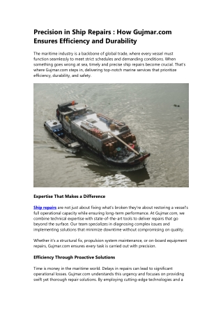 Precision in Ship Repairs: Ensuring Efficiency & Durability | Gujmar.com