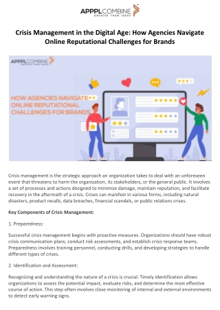 Crisis Management in the Digital Age How Agencies Navigate Online Reputational Challenges for Brands