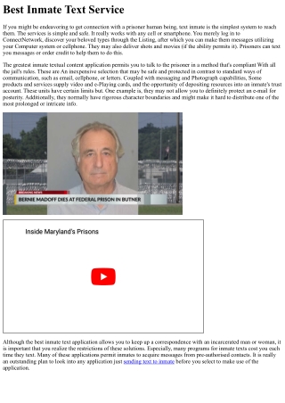 Ideal Inmate Textual content Assistance