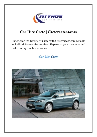 Car Hire Crete  Creterentcar