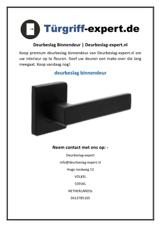 Deurbeslag Binnendeur  Deurbeslag-expert.nl