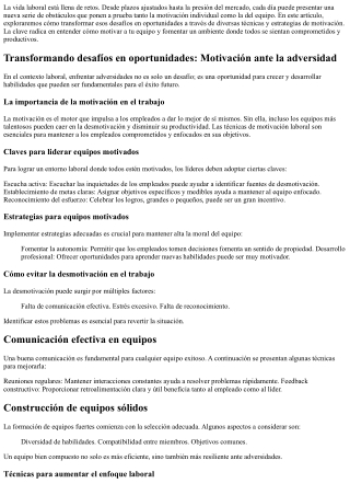 Transformando desafíos en oportunidades: Motivación ante la adversidad