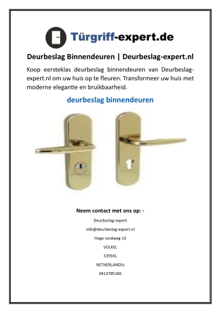 Deurbeslag Binnendeuren  Deurbeslag-expert.nl