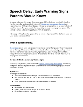 Speech Delay_ Early Warning Signs Parents Should Know