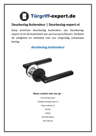 Deurbeslag Buitendeur  Deurbeslag-expert.nl