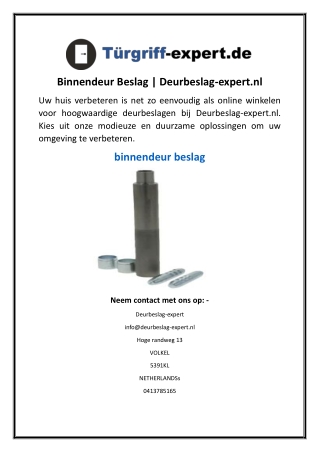 Binnendeur Beslag  Deurbeslag-expert.nl