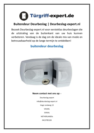 Buitendeur Deurbeslag  Deurbeslag-expert.nl