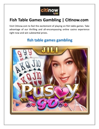 Fish Table Games Gambling  Citinow.com