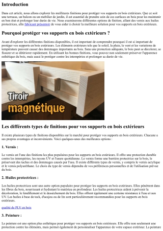 Les Meilleures Finitions pour Protéger vos Supports en Bois Extérieurs