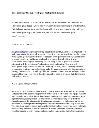 Drive Growth with a Tailored Digital Strategy for Education