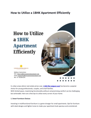How to Utilize a 1BHK Apartment Efficiently