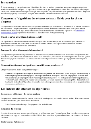 Comprendre l'algorithme des réseaux sociaux : Guide pour les clients d'agence
