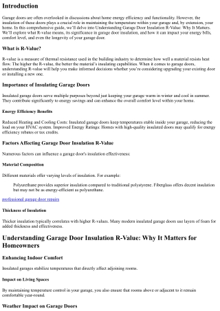 Understanding Garage Door Insulation R-Value: Why It Matters