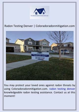 Radon Testing Denver  Coloradoradonmitigation.com