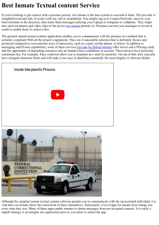 Most effective Inmate Textual content Support