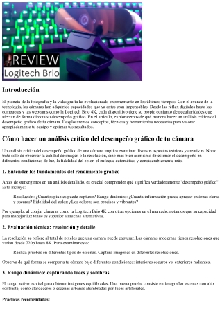De qué manera hacer un análisis crítico del desempeño gráfico de tu cámara