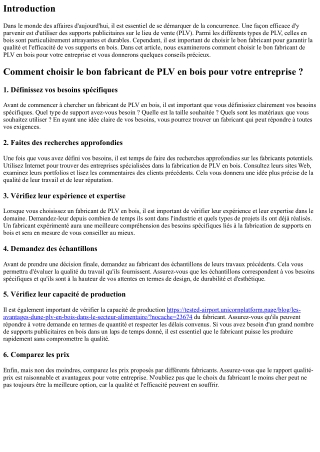 Comment choisir le bon fabricant de PLV en bois pour votre entreprise