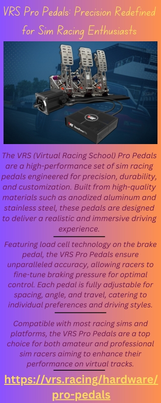 VRS Pro Pedals Precision Redefined for Sim Racing Enthusiasts