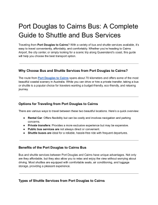 Port Douglas to Cairns Bus_ A Complete Guide to Shuttle and Bus Services