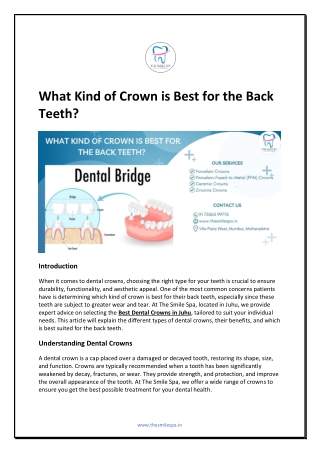 What Kind of Crown is Best for the Back Teeth