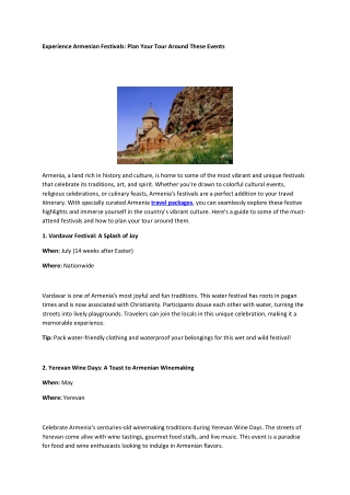 Experience Armenian Festivals Plan Your Tour Around These Events