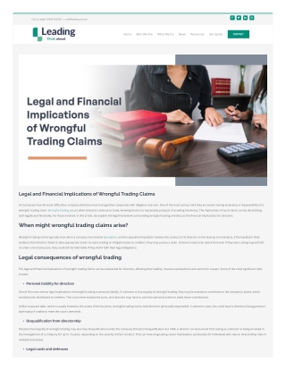 Legal and Financial Implications of Wrongful Trading Claims