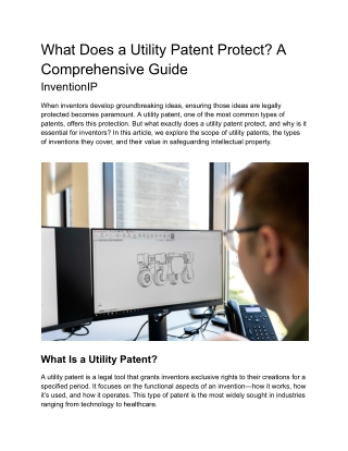 What Does a Utility Patent Protect? A Comprehensive Guide | InventionIP