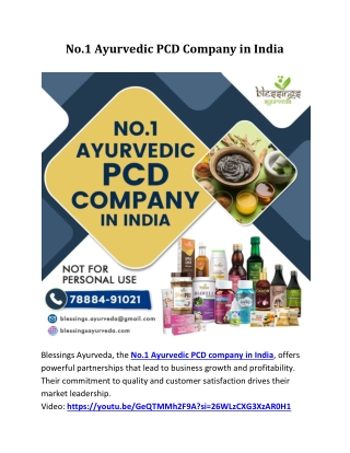 No.1 Ayurvedic PCD company in India