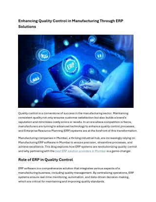 Enhancing Quality Control in Manufacturing Through ERP Solutions