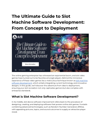 The Ultimate Guide to Slot Machine Software Development: From Concept to Deploym