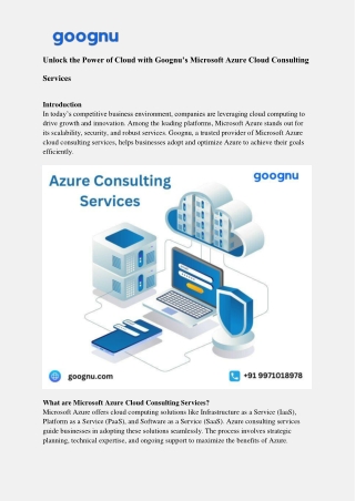 Azure Consulting Services | Goognu