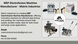 MEF Electrofusion Machine Manufacturer - Matrix Industries