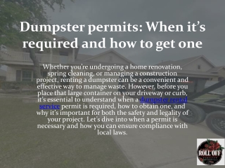 Dumpster permits: When it’s required and how to get one