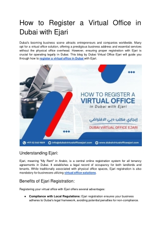 How to Register a Virtual Office in Dubai with Ejari